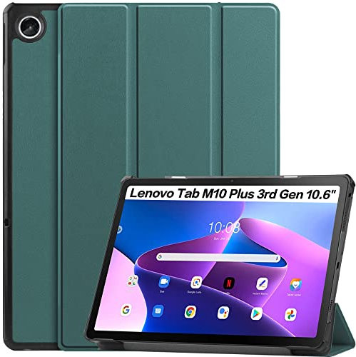 XunyLyee Cover per Lenovo Tab M10 Plus 3rd Gen 10.6, Auto Sleep/Wake Sottile Stand Custodia Protettiva per Lenovo Tab M10 Plus 3rd Gen TB-125F/ TB-128F, Verde Scuro