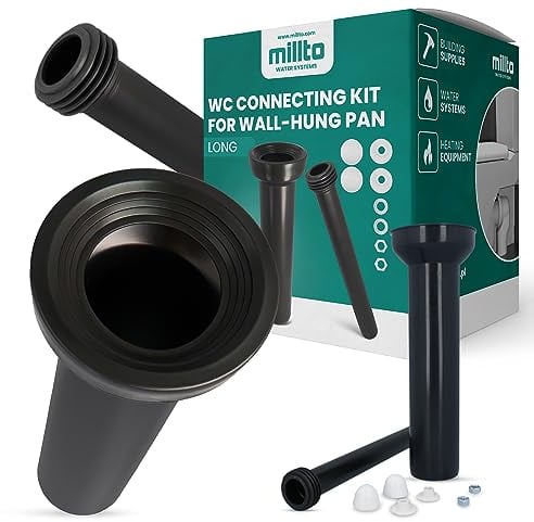 Millto™ Kit de raccordement mural pour WC - Tuyau d'écoulement - Long raccord de chasse d'eau encastré - Système de drainage