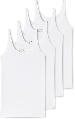 Schiesser Damen Träger-Top Organic Cotton | 4er Pack (40, Weiß)
