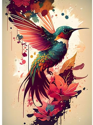 EOBROMD Diamond Painting Erwachsene Kolibri, 5D Diamant Painting Bilder Erwachsene, DIY Diamond Painting Bilder Diamant Malerei Tiere Set für Wanddekoration 30x40cm