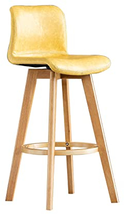LXHLHWXF Kücheninsel Barhocker Aus Holz, 360° Drehbarer Hochstuhl Für Restaurants, Bistro Esszimmerstühle, Sitzhöhe 61/71/81 Tresenhocker(Size:61cm,Color:gelb)