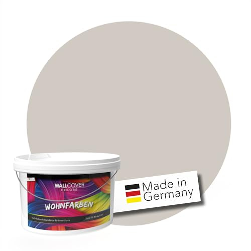 WALLCOVER hochwertige Wandfarbe für Innen | Greige | 1L für 8m² | Hochdeckende Innenfarbe Matt (Klasse 1) | Profi Qualität aus Deutschland