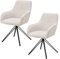 Juskys Drehstuhl Clyde mit Armlehne 2er Set - Esszimmerstuhl modern mit Stoff Bezug - Polsterstuhl Esszimmer - 120 kg belastbar - Stuhl Cord Beige