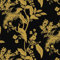 Fiula Papier Peint Autocollant Floral Oiseaux Feuilles Motif 44 cm x 3 m Mural Film Adhésif pour Meubles Étanche Salon Chambre Noir Or