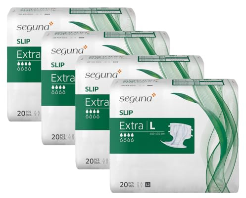 SEGUNA Slip Extra, Inkontinenz Windeln für Erwachsene, Frauen, Männer, Windeln bei mittlerer Blasenschwäche, Stuhlinkontinenz (L (Sparpaket 4 x 20 Stück))