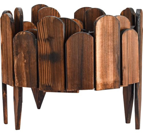 Btowin VCF Recinzione da giardino in legno, 200 cm x 20 cm, rustica, marrone, bordo in legno massello per prati, giardini e cortili