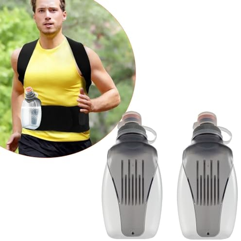 ZOYDP Flasque Running 250ml, 2pcs Gourde Running Souple avec Clip, Petite Gourde Sport Souple pour Ceinture de Course, Gourde de Course pour Sports de Plein Air, Jogging, Randonnée, Fitness, Sans BPA