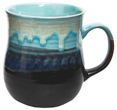 600 ml große Kaffeetasse aus Keramik mit Henkel, handgefertigte Teetasse mit Ofenwechselglasur, originelle Kaffeetasse für Kaffee, Tee, Milch oder andere Flüssigkeiten (Kiln Transformation Becher D)