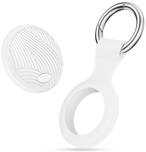 Bluetooth Item Finders - Air Tracker Tag Compatible with Apple Find My(IOS Only) with Case, Waterproof Key Finder, Smart Tag for Wallets/Car/Suitcases/Luggages/Bags, Replaceable Battery,White