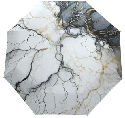 Marbre Granit Cuivre Métallisé Blanc Parapluie Pliant Enfant Garçons Filles Automatique Protection UV Parapluies Coupe-Vent pour Voyager