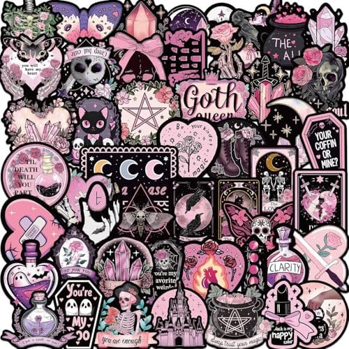 Black Gothic Style Stickers for Laptop (50 PCS),Gift for Children Teens Adults Girl Boys,Waterproof Stickers for Water Bottle,Gothic Vinyl Stickers for Scrapbook,Skateboard,Bike,Phone,Dairy