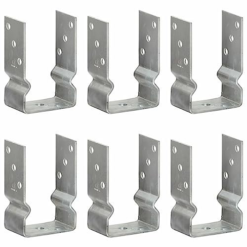 qohoio Fence Anchors 6 pcs Silver 9x6x15 cm Galvanised Steel,Fence Posts Support U Type Pergola Brackets Extender Foot Shaped Concrete in U Heavy Duty Posts Anchor Tool Spikes Steel Galvanised