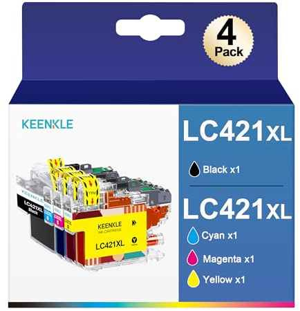 LC421XL LC-421XLVAL Tintenpatronen Value Pack für Brother LC421 LC-421XL Multipack Patronen für Brother DCP-J1050DW DCP-J1140DW MFC-J1010DW (Schwarz, Cyan, Magenta,Gelb, 4er-Pack)