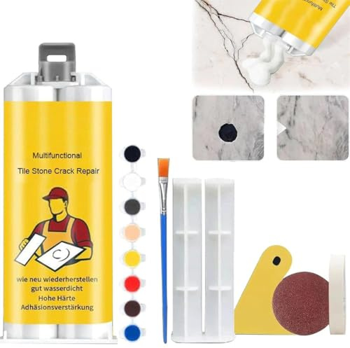 Multifunctional Tile Stone Crack Repair Kit,Tile Granite and Marble Repair Kit,Porcelain Repair Kit,Tile and Ceramic Glaze Repair Paste,for Fix Cracked Bathtub Chip Countertop Porcelain (1 Set)