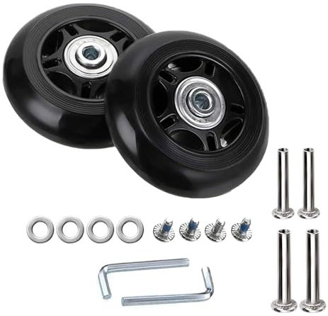 2 Stk 60mm x 18mm Kofferrollen Ersatzrollen für Koffer Luggage Suitcase Wheels Replacement Ersatz Gepäck Koffer Ersatzräder Gummi Rollen Räder Ersatz Wheels Rad für Trolleys Koffer Ersatzteile