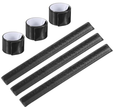 PATIKIL Nicht reflektierende Klatscharmbänder, 6 Stück Nicht-Reflektor-Band-Snap-Armbänder Hohe Sichtbarkeit Sicherheitsreflektoren Handgelenkbandstreifen für nächtliches Joggen, Schwarz