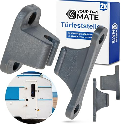 Arrêt de Porte pour Caravane, 2 Packs, en Gris, à Visser, avec entraxe de 35 mm et 48 mm, Serrure de Porte Camper, Support de Porte Porte de Service Camping-Car, loquet de Porte Campervan