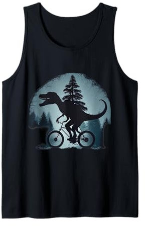 Lustiger Dinosaurier auf einem Fahrrad Mountainbike Fahrradreifen Fahrrad Tank Top