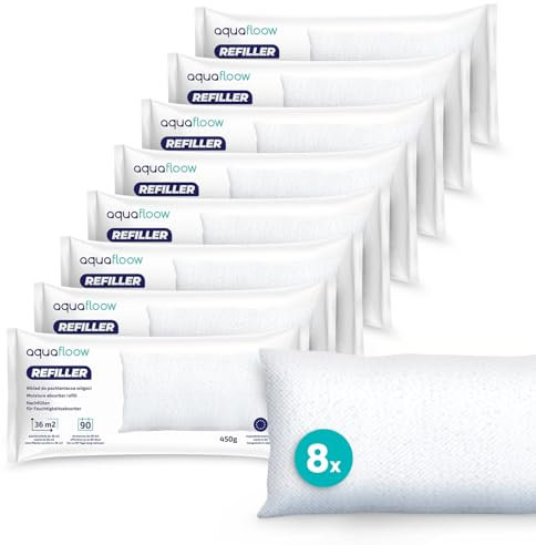 Aquafloow 8x Bolsa Recambio Absorbe Humedad 450 g, para Habitaciones de hasta 36m³ | Previene la Condensación y Los Malos Olores, Absorbe Humedad