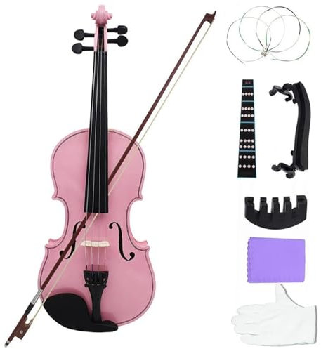MFGSDFR Anfänger Geige 4/4 Rosa Violine, Ahornplatte Violine Mit Box-Bogen Saite Schulterstütze Zubehör Geeignet Für Anfänger(SET2)