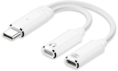 AuviPal Adattatore audio da USB C a Lightning con porta di ricarica da 100 W, convertitore da USB C maschio a Lightning per cuffie femmina per iPhone 16 serie 15, iPad, MacBook e altri, in lega di