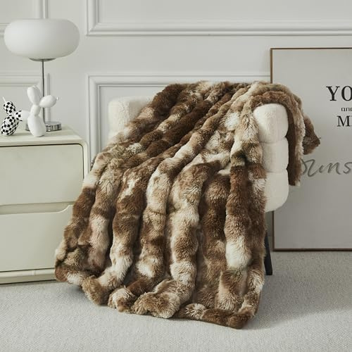 Kuscheldecke Kaninchen Plüsch Flauschige Decke Soft Wohndecke Dick 1000GSM Flanell Decke Couchdecke Warme Überwurfdecke Sofadecke Vielseitig Blanket Für Bett Sofa Schlafzimmer Kaffee 160x200cm