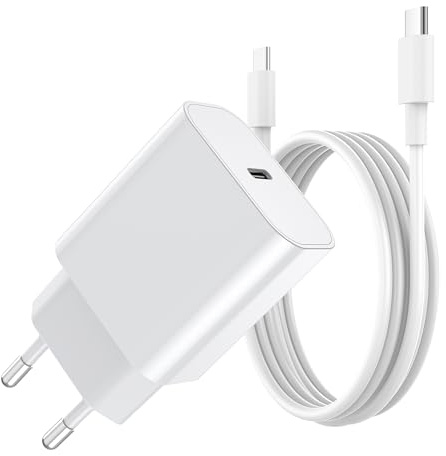 BHHB 20W Cargador USB C, Enchufe Adaptador de Poder Desarrollado para A-pple, Cargador Tipo C Carga Rapida con i-Phone 17/16/15/14/13 Pro MAX, Air-Pods i-Pad, Samsung Galaxy S25/24/23(1 Pack+Cable)