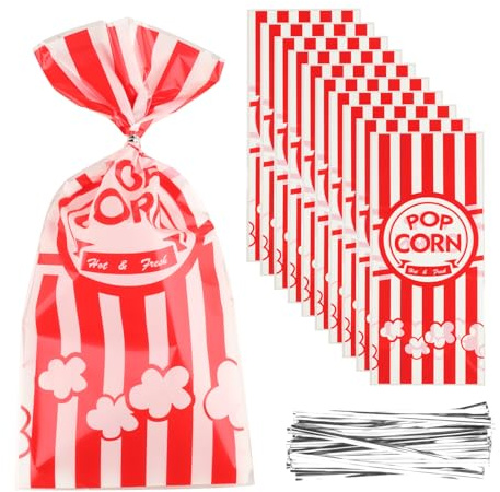 200 pezzi di sacchetti per popcorn in carta kraft, sacchetti per snack, sacchetti di carta per popcorn, contenitori per popcorn per feste per serate al cinema, Natale, Halloween, feste di compleanno