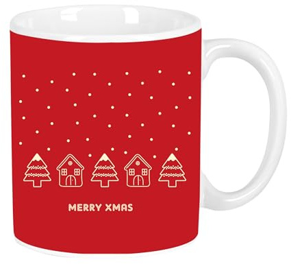 CASITAS MERRY XMAS - Large Ceramic Mug, Resistant, Lightweight, Durable, 350 ml, 8 x 9.5 cm