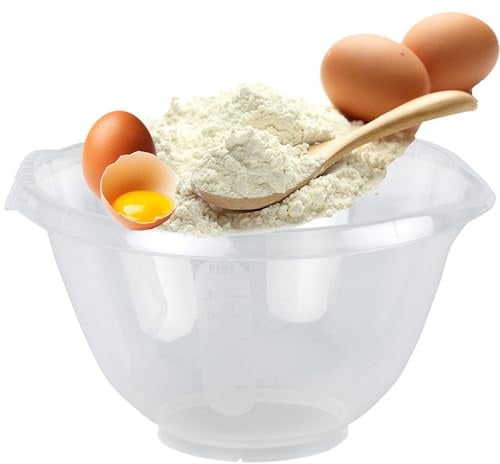 2L Clear Plastic Mixing Bowl for Food Prep BPA Free Dishwasher, Freezer & Microwave Safe Food Kitchen Cooking Serving Bowl (1)