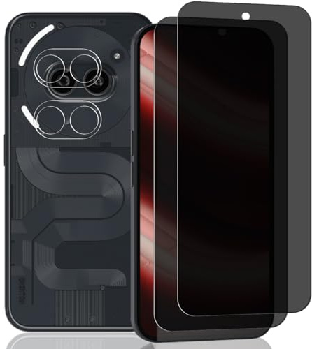 Yieehhow Protector Pantalla de Privacidad para Nothing Phone 2A, [2 Piezas] 9H Dureza Anti Espía Cristal Templado y [2 Piezas] Protector Cámara, Privacy Vidrio Película para Nothing Phone 2A