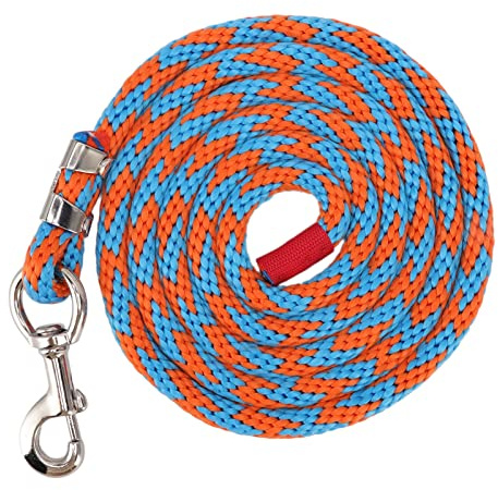Führstrick aus Nylon für Pferde mit verdicktem großem Haken, reibungsfreies Zugseil für Training und Spielzeit, langlebiger Führstrick aus Nylonlegierung für Pferde, Nutztiere und (Blau-Orange)