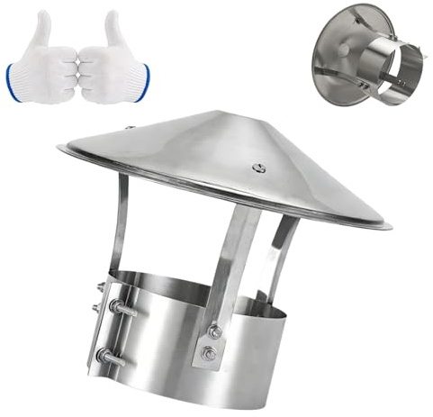 75 90 110 120 150 180 200mm Chimney Caps and Cowls, Round Rain Snow Hat 304 Stainless Steel Chimney Cowl, Roof Vent Pipe Cover for Wood Burning Stove, Flue(180mm/7in)