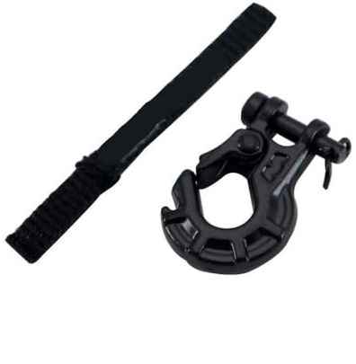 RC Car Winch Hook mit Pull Strap und Tags Kompatibel mit 1/10 Scale RC Crawler Cars, Trail Trucks und Rock Crawlers(Black)