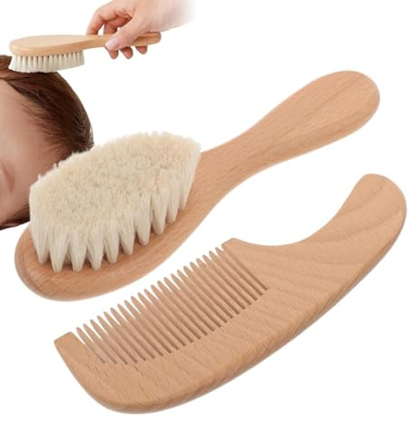 Child Brush and Comb Ergonomic Wood Handle Boys Girls | Grooming Comb Hair Brush Kit for Shower Bath Home Travel Daycare Morning Night Routine