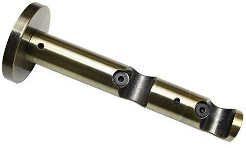 GARDINIA Doppel-Kombiträger mit Metallmontageplatte für Gardinenstangen, 2-läufig, Offen, Alle Montage-Teile inklusive, Serie Memphis, Ø 16 mm, Metall, Messing-Antik