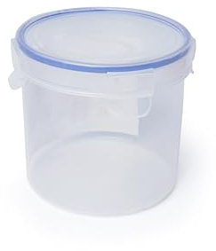 Clip Lock Lid Airtight Round Plastic Food Storage Container Kitchen Organiser 1L (1)