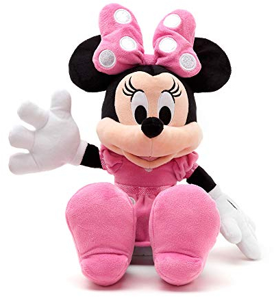 Disney Store Official Minnie Mouse Medium Soft Plush Toy, 45cm/17”, Iconic Cuddly Toy Character in Pink Polka Dot Dress and Bow with Embroidered Features, Suitable for All Ages