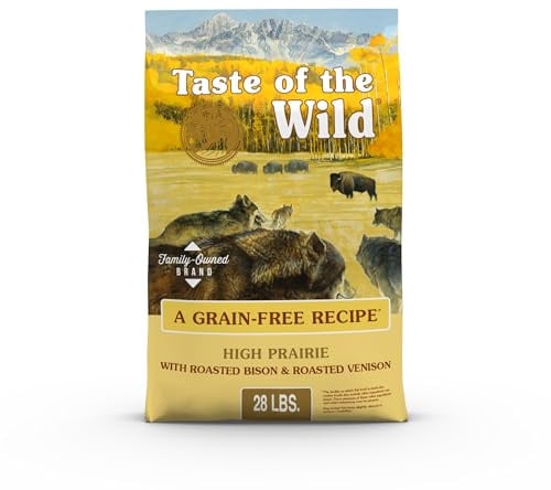 Taste of the Wild High Prairie Canine Grain-Free Recipe with Roasted Bison and Venison Adult Dry Dog Food, Made with High Protein from Real Meat and Guaranteed Nutrients and Probiotics 28lb