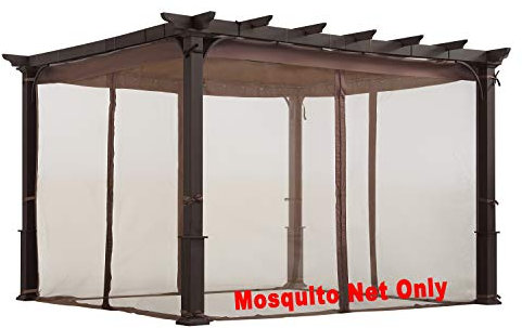 Replacement Mosquito Net for Flat-Roof Pergola - Mesh Bug Net Only (10 ft. x 10 ft., Brown)