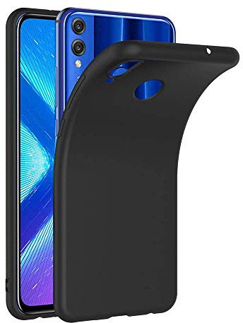 COPHONE® Coque Noir Compatible avec Honor 8X, Housse Etui Noir en Gel TPU Silicone Souple Ultra Mince avec Anti Choc