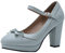 LOVOUO Mary Jane Chaussures Femme Escarpin Rockabilly Vintage Talon Carré Bloc Haut Plateforme Bride Cheville avec Noeud Boucle 8CM(Bleu Ciel,38)