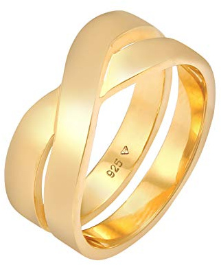 Kuzzoi Herrenring 9 mm Bandring Männer 925 Silber vergoldet Breiter