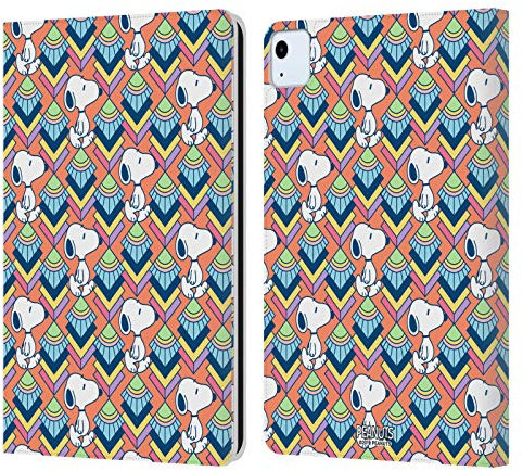 Head Case Designs Licenciado Oficialmente Peanuts Patrón Naranja Snoopy Deco Dreams Cover Carcasa de Cuero Tipo Libro Compatible con Apple iPad Air 2020/2022