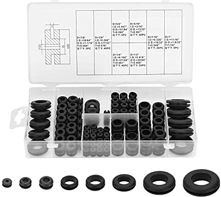 CYH 180 Stück Gummitülle Sortiment Set, 8 Größen Gummistopfen Gummitülle Kabeldurchführung, Karosseriestopfen Gummi Unterlegscheiben, Dichtungsringe Set für Draht, Stecker und Kabel