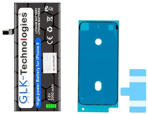 High Power Replacement Battery Compatible with iPhone 8 APN A1863 A1905 A1906 Original GLK-Technologies Battery 2000 mAh Includes 2 x Adhesive Tape Sets Repair Kit