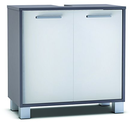 habeig Badezimmerschrank, Badschrank, Unterschrank, Waschtisch, Badezimmer, 60x60cm (Grau/Weiß) 2180