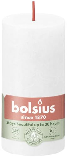 Bolsius Rustik Stumpenkerze wolkiges weiß, Höhe 10 cm, Ø 5 cm Stumpen- und Kugelkerzen