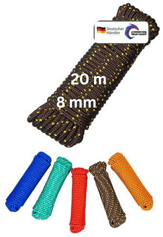 Pangolino Seil 8 mm 20 m | Universalseil | Polypropylenseil PP, Festmacherleine, Allzweckseil, Strick, Gartenseil, Outdoor | Bruchlast: 700kg | Länge: 20m | Braun/Gelb