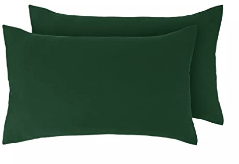 Pair of Pillowcases 2 Pack Pillow Cases Covers Anti-Allergy Anti-Bacterial Super Soft Touch Brushed Microfibre (Emerald Green)